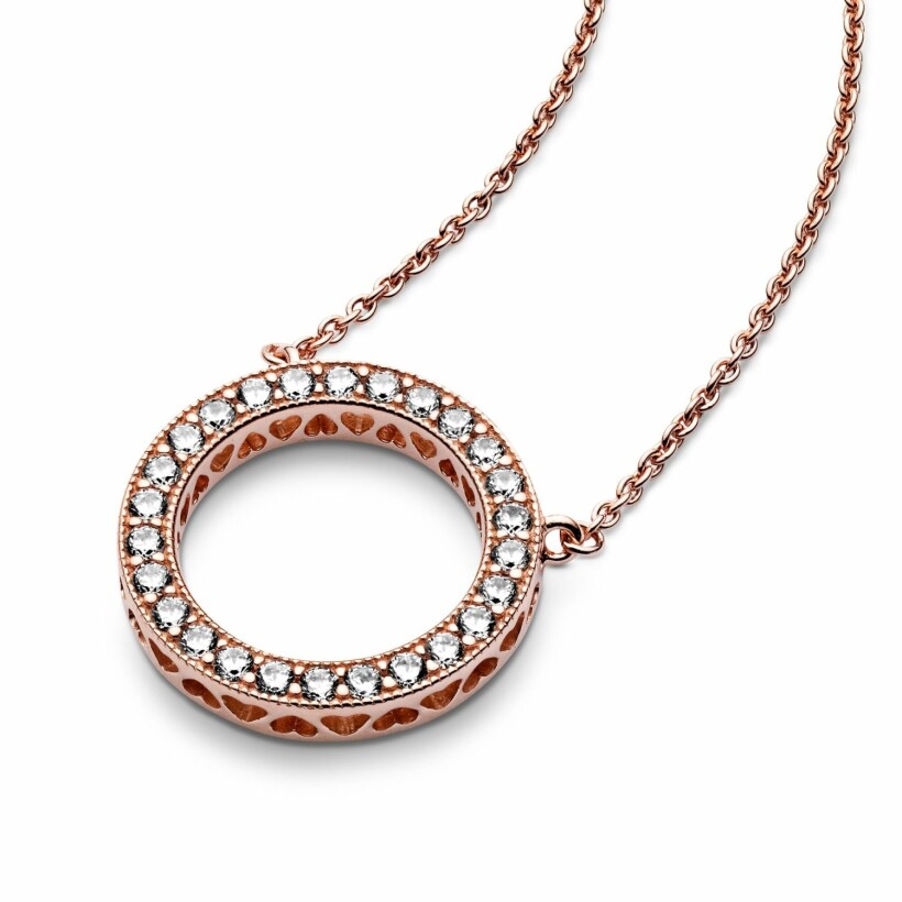 Collier Pandora Signature cercle scintillant en métal doré rose et oxyde de zirconium, 45cm