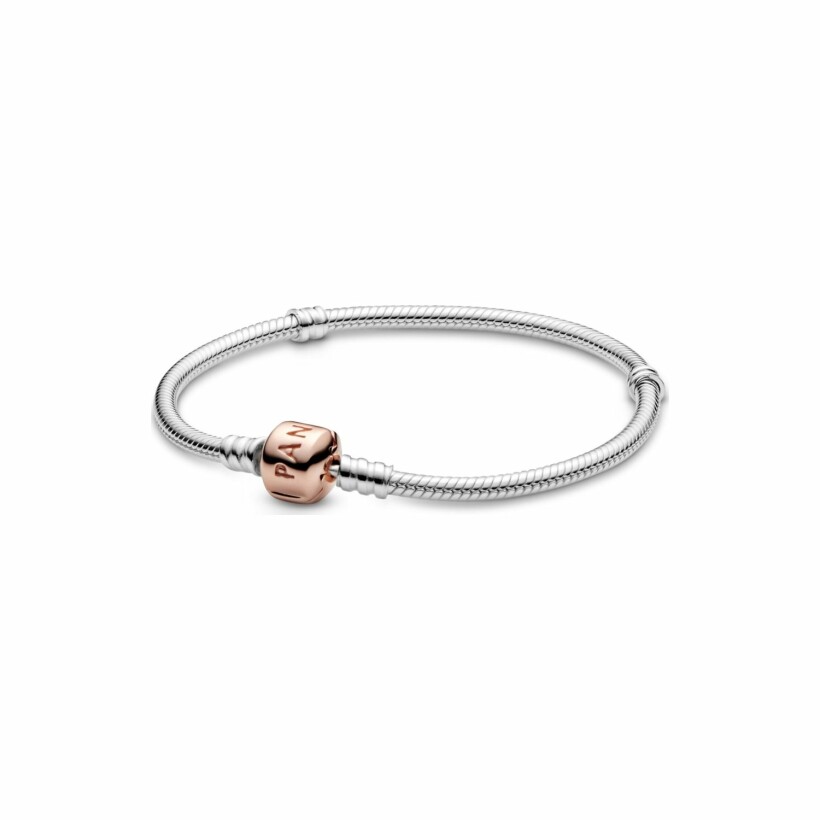 Bracelet Pandora Icons maille serpent moments en métal doré rose et argent, 23 cm