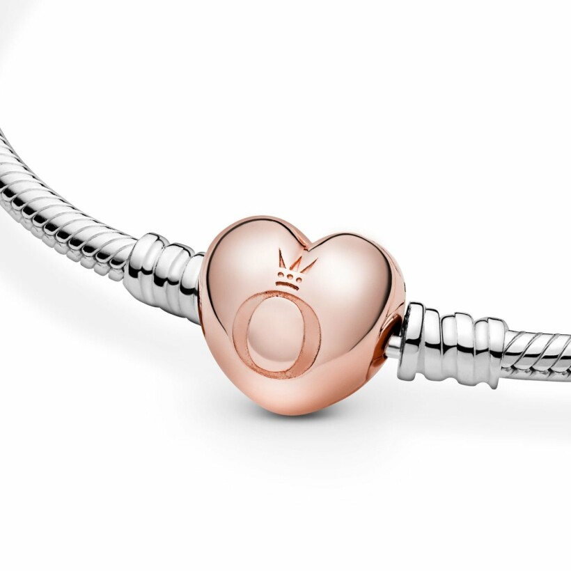 Bracelet Pandora Icons maille serpent fermoir cœur moments en métal doré rose et argent, 21 cm