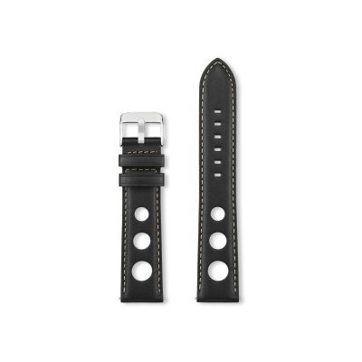 Bracelet montre Rochet Cooper en cuir déperlant mat noir - 20mm