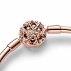 Bracelet jonc Pandora Moments Fermoir Flocon De Neige Scintillant en métal doré rose et oxyde de zirconium, 19cm