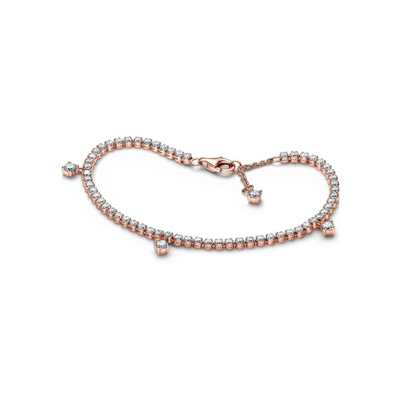 Bracelet Pandora Timeless Rivière Gouttes Scintillantes en métal doré rose, 18cm