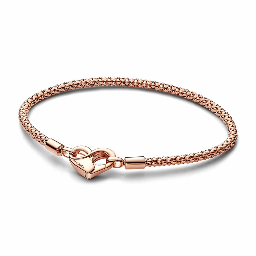 Bracelet Pandora Moments Maille Cloutée en métal doré rose, 18cm