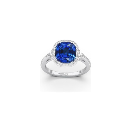 Bague 1897 en or blanc, saphir bleu et diamants