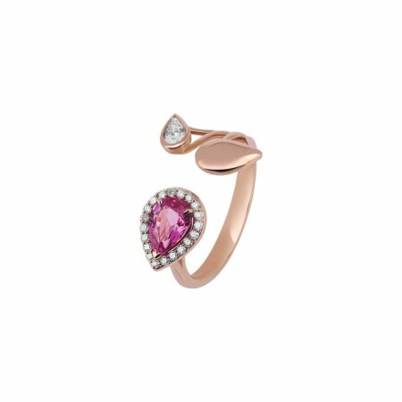 Bague or rose diamants et saphir rose, taille 53