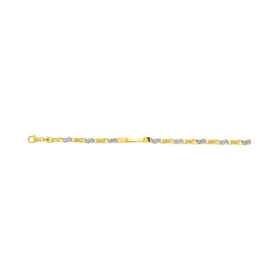 Goourmette maille fantaisie alternée en or jaune et or blanc