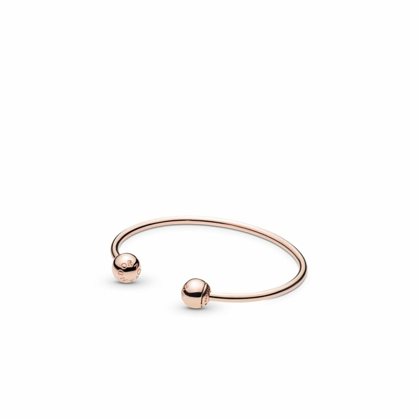 Bracelet jonc Pandora Icons ouvert moments en métal doré rose et silicone, 16 cm