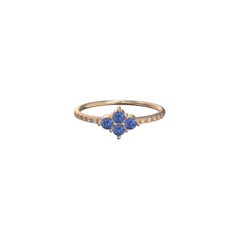 Bague Emmanuelle d'Ortoli Grappe Bleue en or rose, saphir et diamants