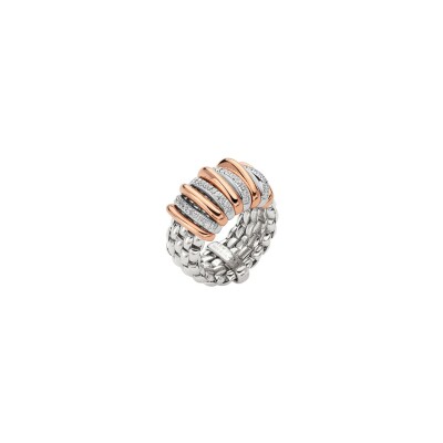 FOPE PANORAMA Flex'it ring in wit- en roségoud met diamanten, maat M