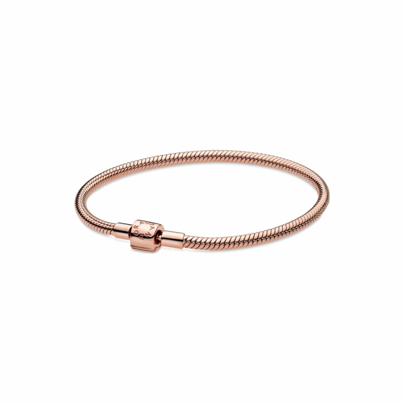 Bracelet Pandora Icons maille serpent fermoir barillet moments en métal doré rose, 23 cm