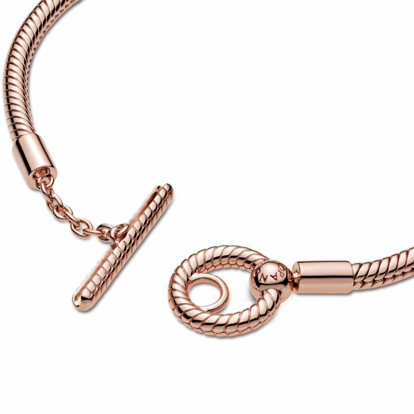 Bracelet Pandora Icons maille serpent fermoir en t moments en métal doré rose, 19 cm