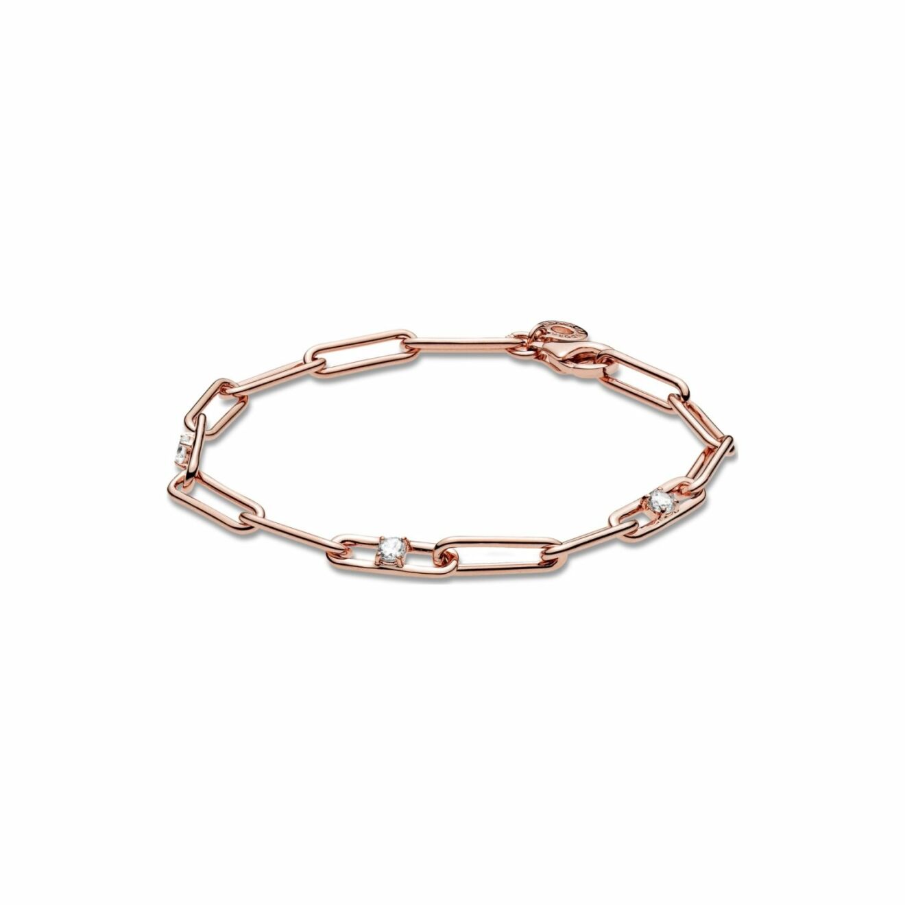 Bracelet Pandora Icons chaîne & pierres en métal doré rose et oxyde de zirconium, 20 cm