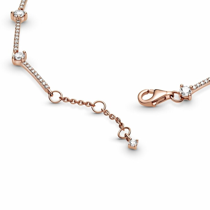 Bracelet Pandora Timeless barres pavé scintillant en métal doré rose et oxyde de zirconium, 16 cm