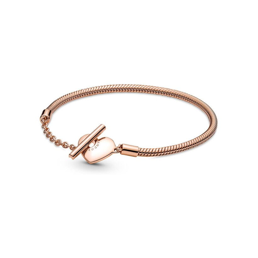 Bracelet Pandora maille serpent en métal doré rose, 20cm
