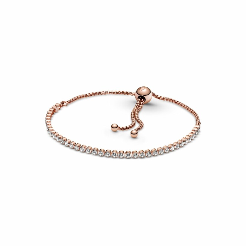 Bracelet Pandora Timeless rivière coulissant scintillant en métal doré rose et oxyde de zirconium, 25 cm