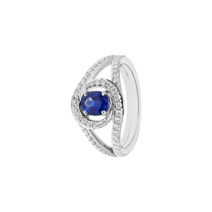 Bague Tourbillon en or blanc, saphir et diamants