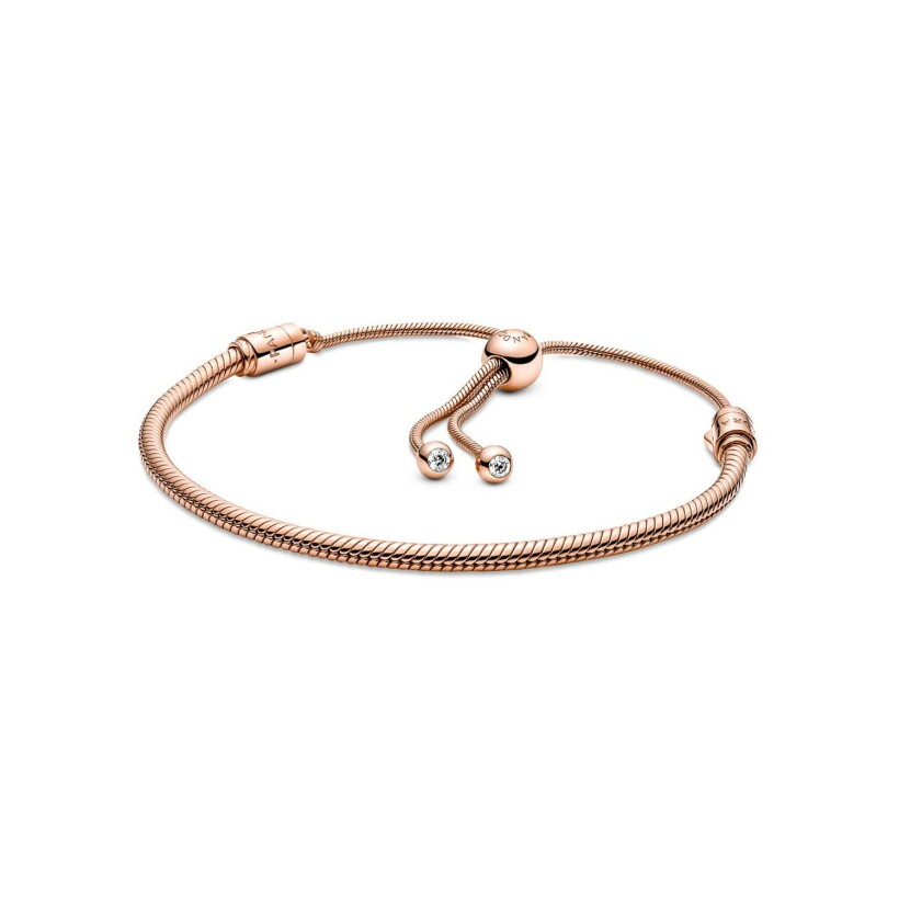 Bracelet coulissant Pandora maille serpent en métal doré rose, 28cm