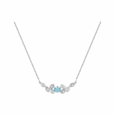 Collier en or blanc et oxyde de zirconium et topaze