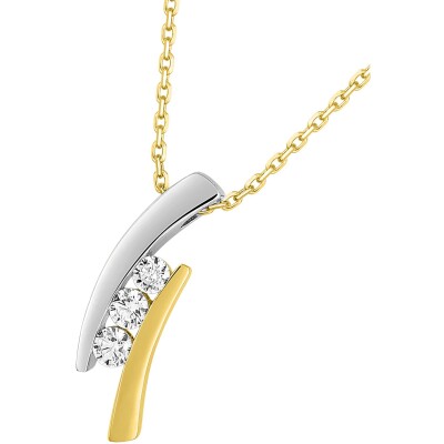 Collier en or jaune, or blanc et oxyde de zirconium