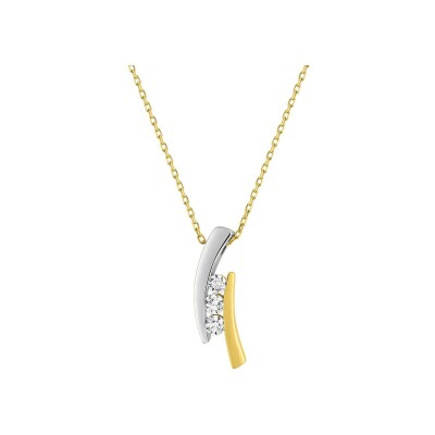 Collier en or jaune, or blanc et oxyde de zirconium