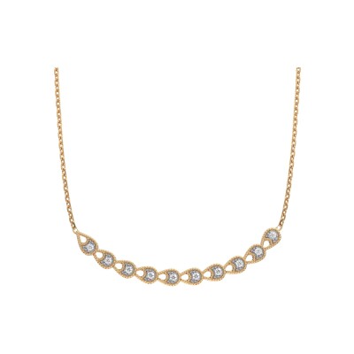 Collier Emmanuelle d'Ortoli ligne gouttes en or rose et diamants