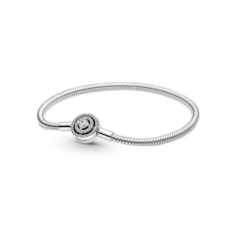 Bracelet Pandora Timeless, maille serpent Halo Moments en argent, 23cm