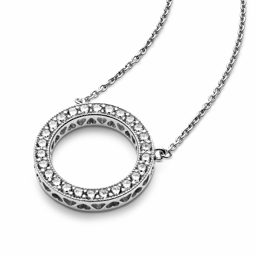 Collier Pandora Signature cercle scintillant en argent et oxyde de zirconium, 45cm