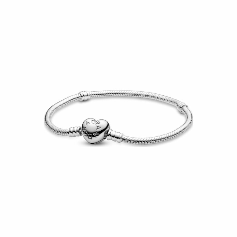Bracelet Pandora Icons maille serpent fermoir cœur moments en argent, 18 cm