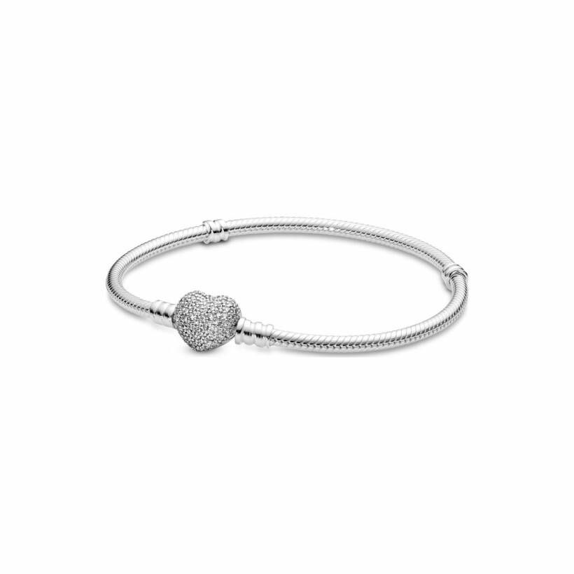 Bracelet Pandora Icons maille serpent fermoir cœur scintillant moments en argent et oxyde de zirconium, 20 cm