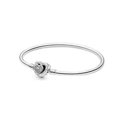 Bracelet jonc Pandora Moments Fermoir Cœurs De L'Infini Entrelacés en argent, 21 cm