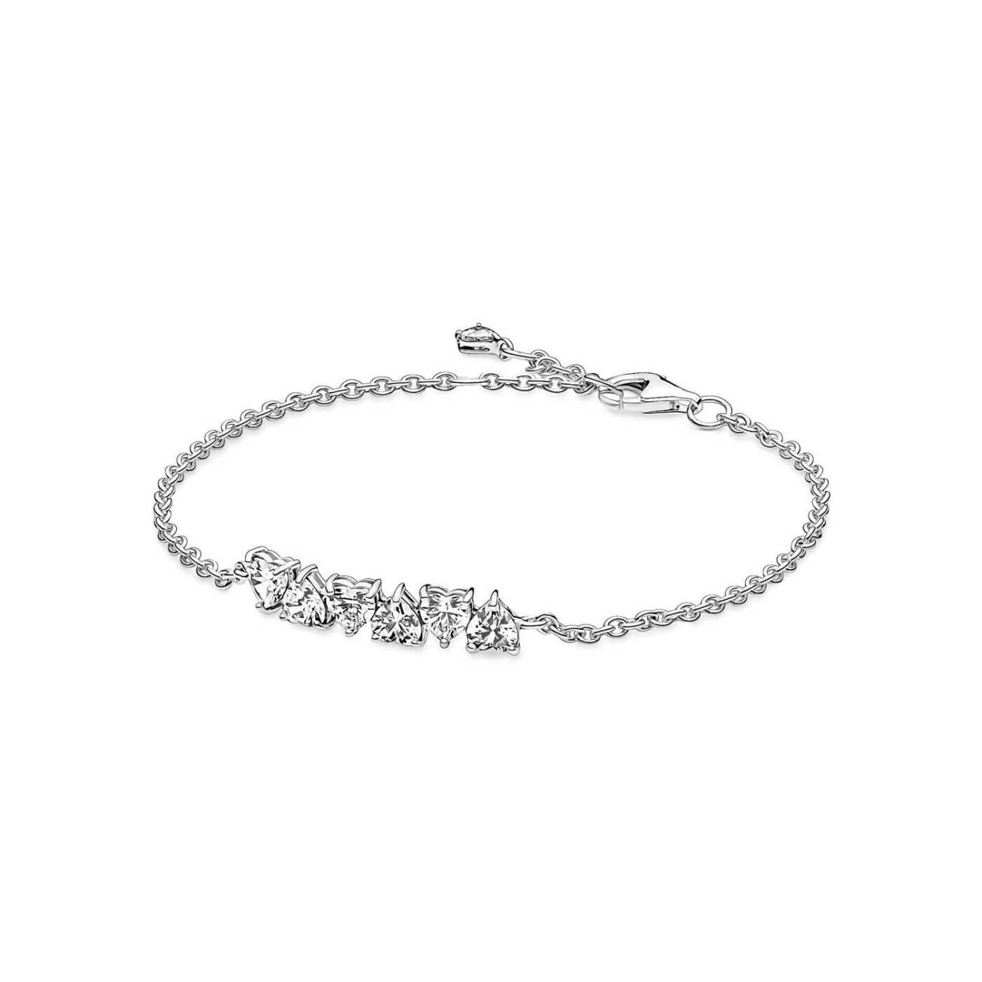 Bracelet Pandora Chaîne Cœurs Infinis Scintillants en argent, 20cm