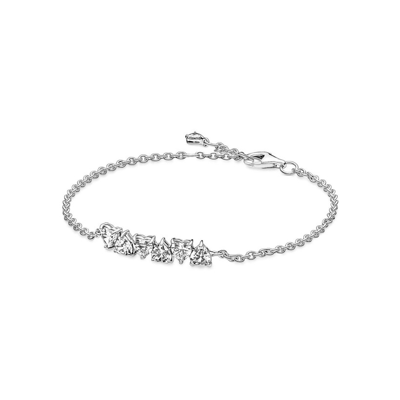 Bracelet Pandora Chaîne Cœurs Infinis Scintillants en argent, 16cm