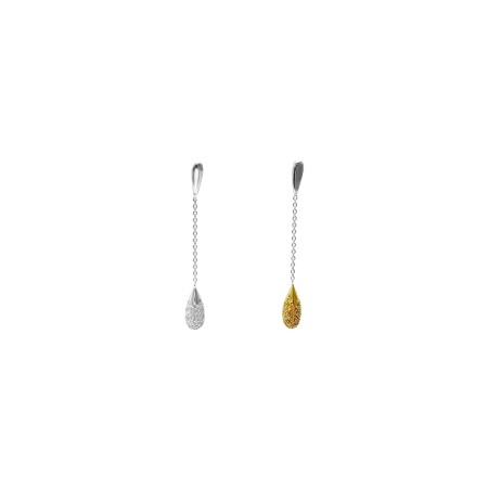 Boucles d'oreilles Isabelle Barrier en or blanc, or jaune et diamants