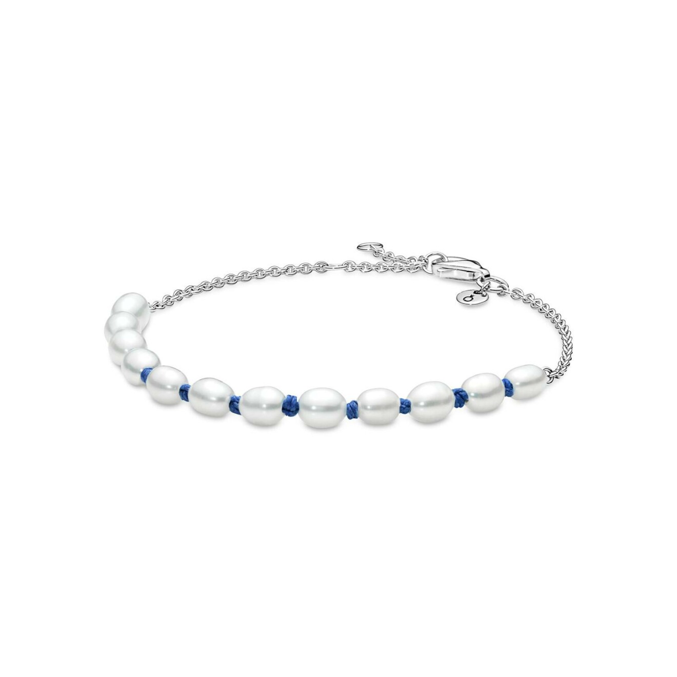 Bracelet Pandora Cordon Bleu Perles De Culture D'eau Douce Traitées en argent, 18cm