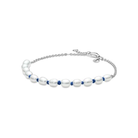 Bracelet Pandora Cordon Bleu Perles De Culture D'eau Douce Traitées en argent, 16cm