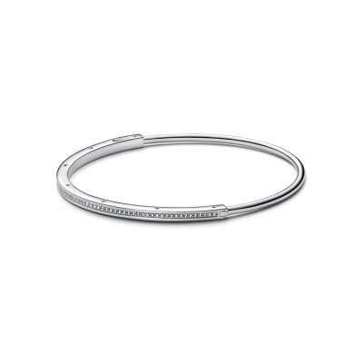 Bracelet jonc Pandora Pavé I-d Signature en argent, 17.5cm