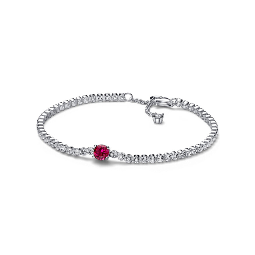 Bracelet Pandora Timeless Rivière Pavé Rond Scintillant Rouge en argent, 18cm