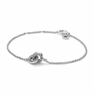 Bracelet Pandora Signature Entrelacé Pavé en argent, 18cm