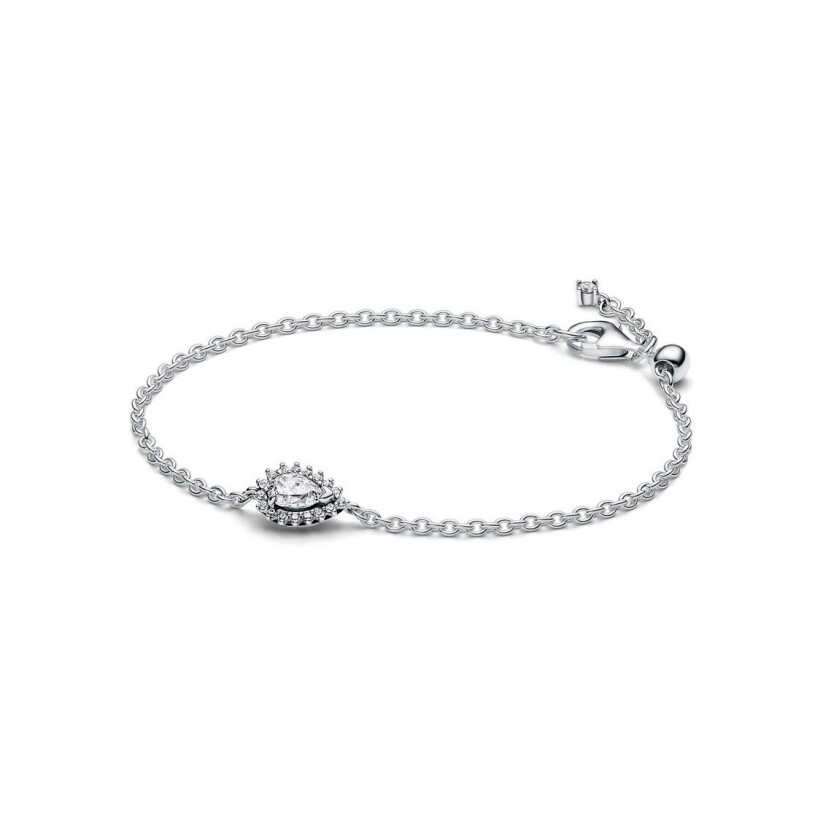 Bracelet Pandora Chaine Halo Poire Scintillante en argent, taille 18 cm