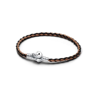 Bracelet Pandora Moments Disney X Pandora Le Roi Lion en argent et cuir, 20.5 cm