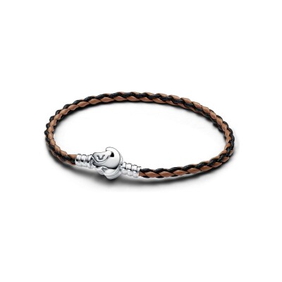 Bracelet Pandora Moments Disney Le Roi Lion en argent et cuir, 19 cm