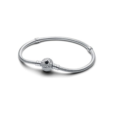 Bracelet Pandora Moments Maille Serpent Fermoir Etoile Polaire en argent et oxydes de zirconium, 20 cm