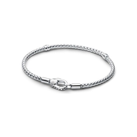 Bracelet Pandora Moments fermoir clouté & chaîne en argent, 20 cm