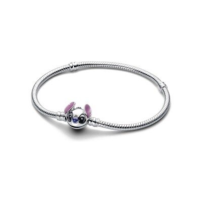 Bracelet Pandora X Disney Maille Serpent et Stitch en argent, taille 17cm