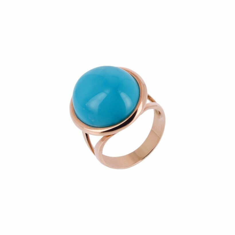 Bague or rose et turquoise, taille 54