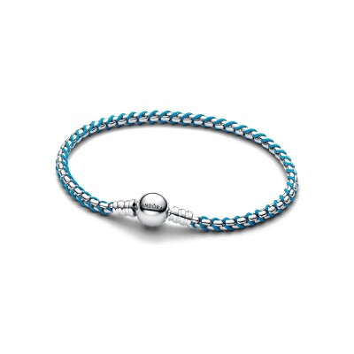 Bracelet Pandora Maille Serpent Cordon Bleu en argent, Taille 19