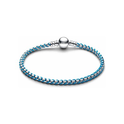 Bracelet Pandora Maille Serpent Cordon Bleu en argent, Taille 19
