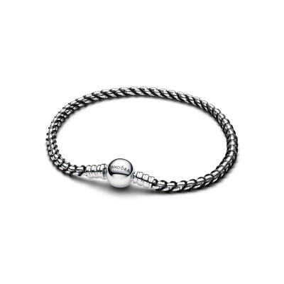 Bracelet cordon Pandora Moments maille vénitienne Noir en argent et textile, 18cm
