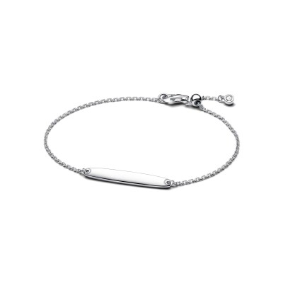 Bracelet Pandora Maille Chaine Barre Gravable en argent, taille 18cm