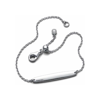 Bracelet Pandora Maille Chaine Barre Gravable en argent, taille 18cm